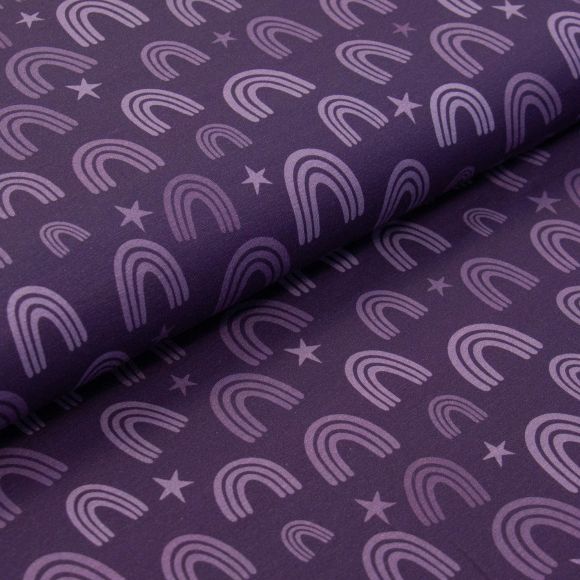 Jersey de coton "Mondes magiques fantastiques - Arc-en-ciel" (violet foncé) de SWAFING