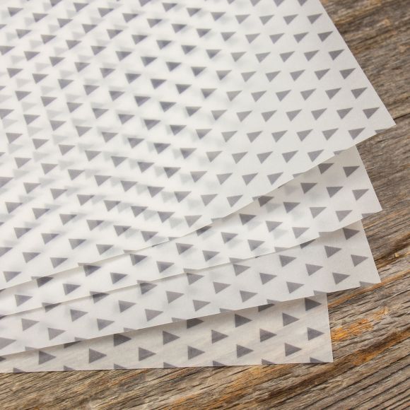 Transparentpapier "Dreiecke" 30 x 30 cm, Pack à 10 Bogen (weiss-grau)