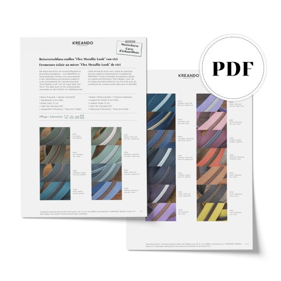 PDF Musterkarte - Musterkarte - riri Reissverschlüsse "Flex Metallic Look" von KREANDO