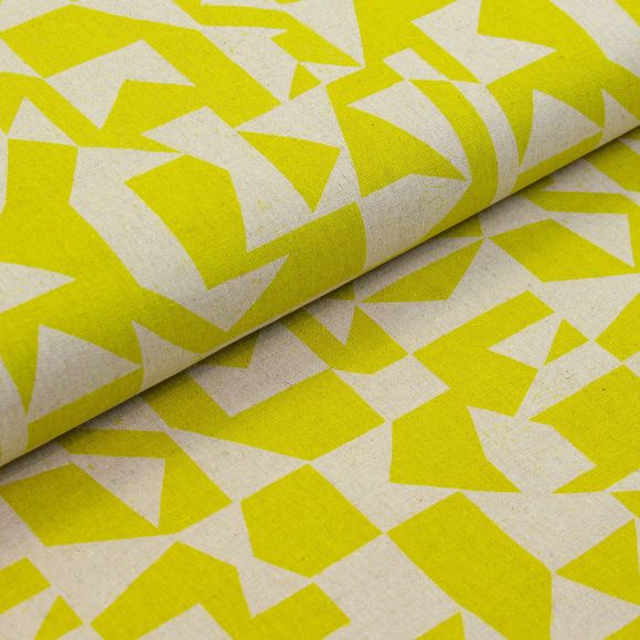 Canvas Halbleinen Leinen/Baumwolle "Echino-Patch" (natur-gelb) von KOKKA