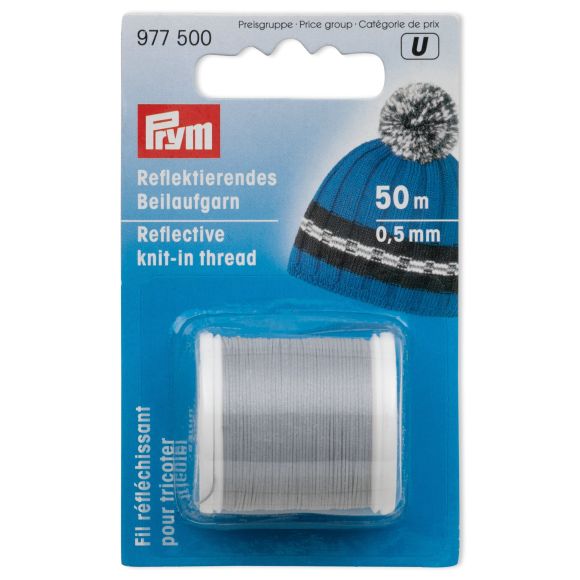 PRYM Fil réfléchissant pour tricoter "Reflex"  0.5 mm - bobine de 50 m (gris) 977500