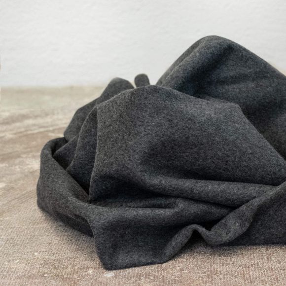 Tissu laine/cachemire pour manteau - léger "Deluxe" (gris chiné)