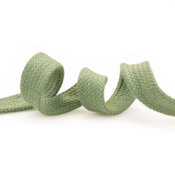 Cordon plat en coton "Pull à capuche" 15 mm - au mètre (vert sauge)