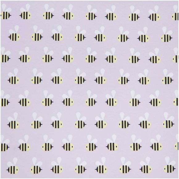 Jersey de coton "Abeilles" (lilas clair-jaune pastel/noir) de RICO DESIGN