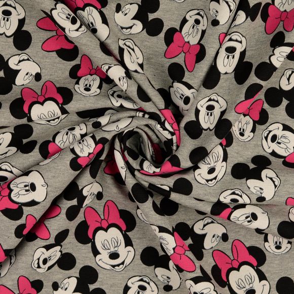 Sweat de coton "Disney/Mickey & Minnie" (gris chiné-pink/noir)
