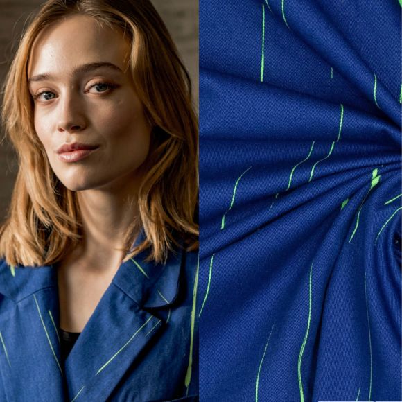Coton sergé "Lines - Perla Fibre Mood" (bleu-vert)