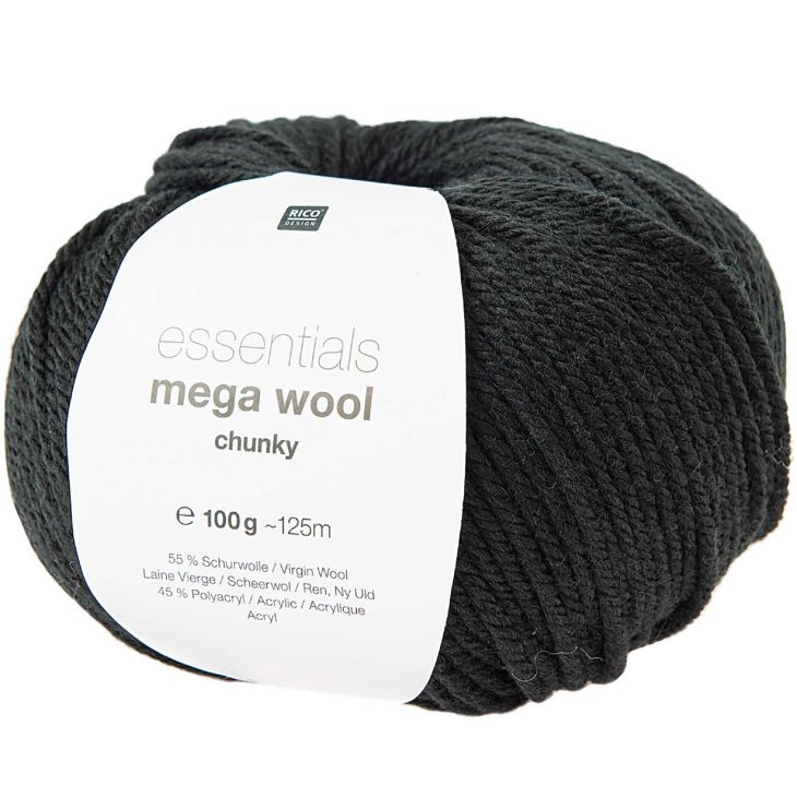 Schwarze Wolle - Rico Design Essentials "Mega Wool chunky" - kreando.ch